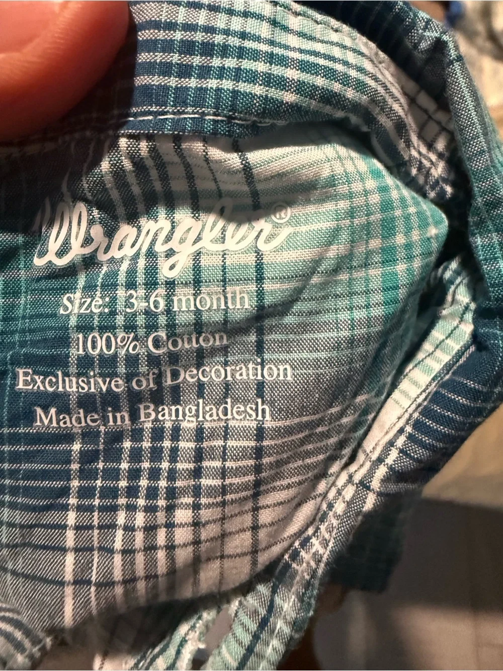 Wrangler Baby Western Plaid Snap Shirt • 3–6 Months